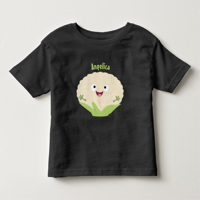 Cute happy cauliflower vegetable cartoon  toddler T-Shirt (Front)