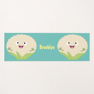 Cute happy cauliflower vegetable cartoon yoga mat