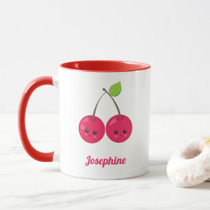 Cute Happy Cherries Monogram Mug
