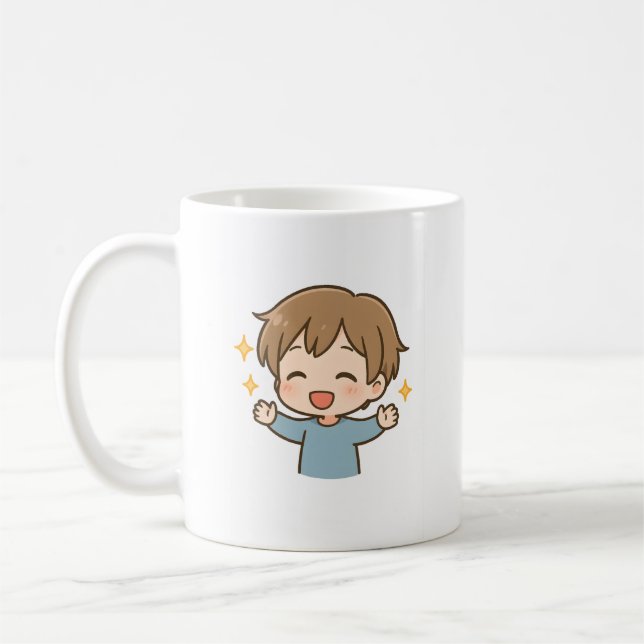 Cute Happy Chibi Daily Mood Mug (Left)