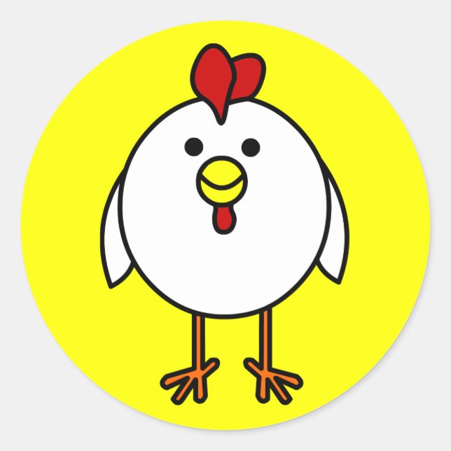 Cute Happy Chicken Classic Round Sticker (Front)