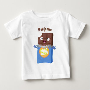 Cute happy chocolate candy bar cartoon character baby T-Shirt