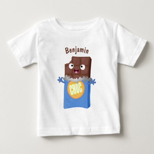 Cute happy chocolate candy bar cartoon character baby T-Shirt (Front)