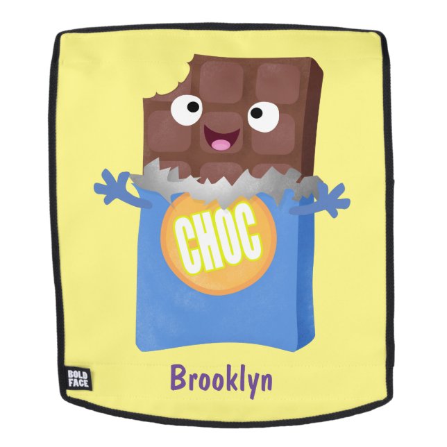 Cute happy chocolate candy bar cartoon character backpack (Removable Face)