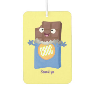 Cute happy chocolate candy bar cartoon character car air freshener