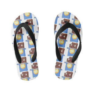 Cute happy chocolate candy bar cartoon character kid's thongs
