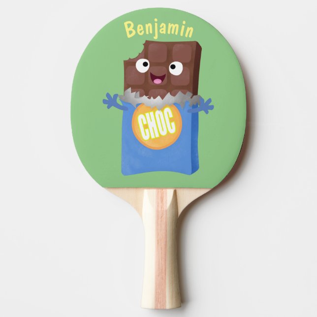 Cute happy chocolate candy bar cartoon character  ping pong paddle (Front)