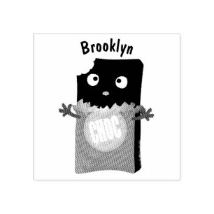 Cute happy chocolate candy bar cartoon character rubber stamp