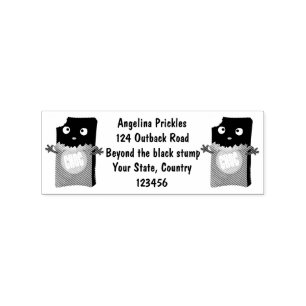 Cute happy chocolate candy bar cartoon character rubber stamp