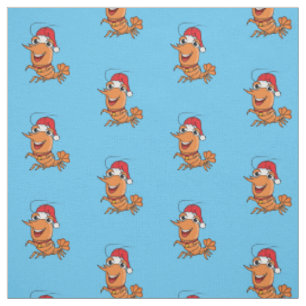 Cute happy Christmas shrimp cartoon illustration Fabric