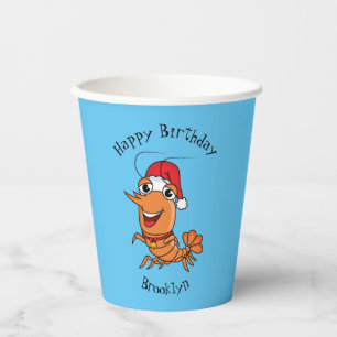 Cute happy Christmas shrimp cartoon illustration Paper Cups
