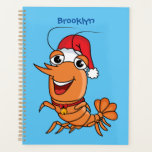 Cute happy Christmas shrimp cartoon illustration  Planner<br><div class="desc">This cute cartoon features a happy shrimp wearing a Santa hat for Christmas. Drawn in fun cartoon style.</div>