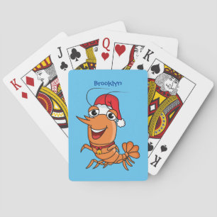 Cute happy Christmas shrimp cartoon illustration Playing Cards