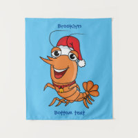 Cute happy Christmas shrimp cartoon illustration