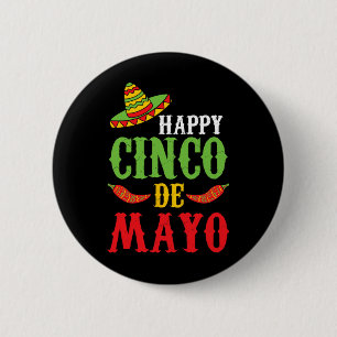 Cute Happy Cinco De Mayo Sombrero Peppers May 5th  6 Cm Round Badge