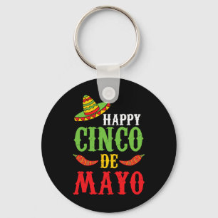 Cute Happy Cinco De Mayo Sombrero Peppers May 5th  Key Ring