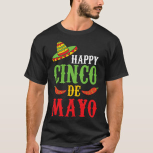 Cute Happy Cinco De Mayo Sombrero Peppers May 5th T-Shirt