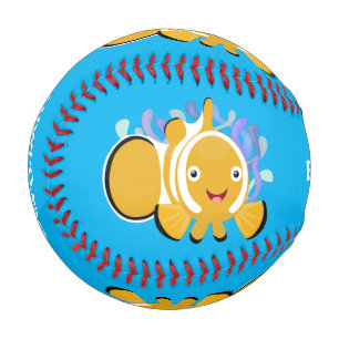 Cute happy clownfish anenome cartoon baseball