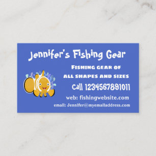 Cute happy clownfish anenome cartoon business card