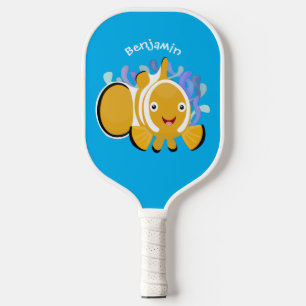 Cute happy clownfish anenome cartoon  pickleball paddle
