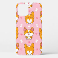 Cute happy corgi dog seamless pattern