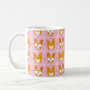 Cute happy corgi dog seamless pattern coffee mug