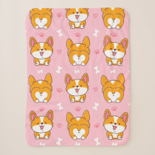 Cute happy corgi dog seamless pattern sherpa blanket