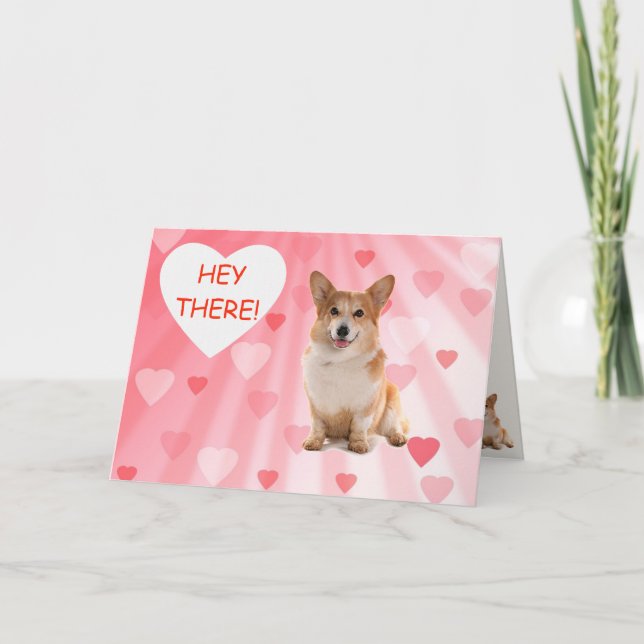 Cute Happy Corgi Valentine's Day Holiday Card (Front)