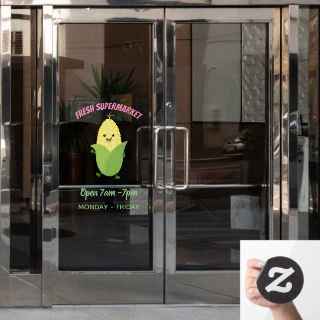 Cute happy corn cartoon illustration (Office Door)