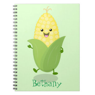 Cute happy corn cartoon illustration notebook