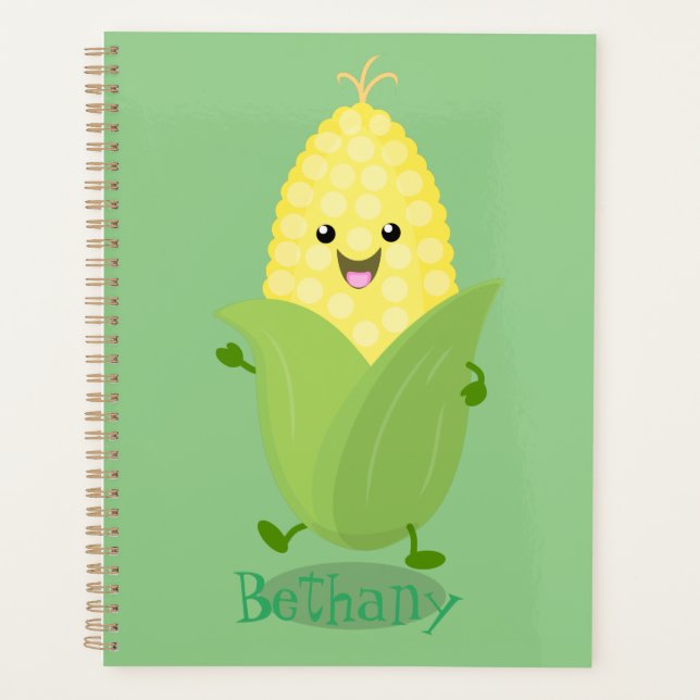 Cute happy corn cartoon illustration planner (Front)