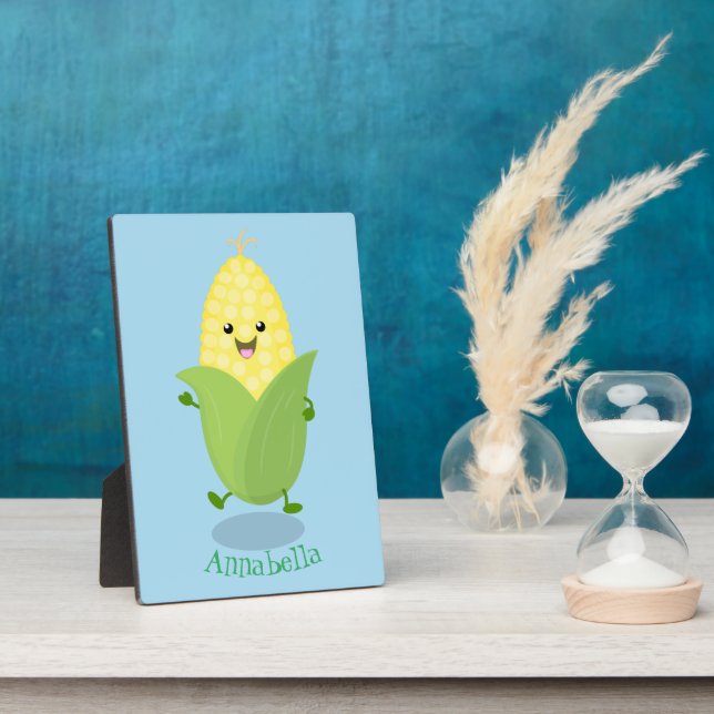 Cute happy corn cartoon illustration plaque (Side)