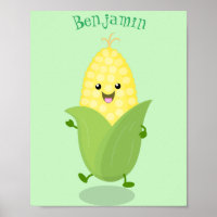 Cute happy corn cartoon illustration