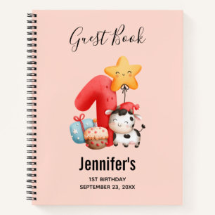 Cute Happy Cow 1st Birthday Notebook