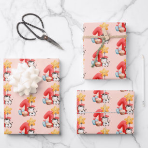Cute Happy Cow 1st Birthday Wrapping Paper Sheet