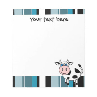 Cute Happy Cow - Blue Stripe Notepad
