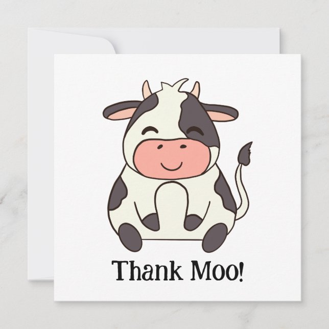 Cute Happy Cow Farm Animal Thank Moo!  You Card (Front)