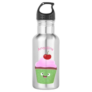 Cute happy cupcake cartoon illustration 532 ml water bottle