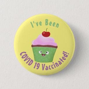 Cute happy cupcake cartoon illustration 6 cm round badge