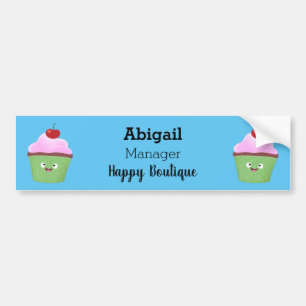Cute happy cupcake cartoon illustration  bumper sticker