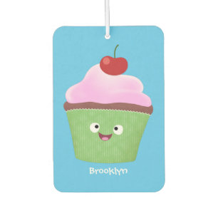 Cute happy cupcake cartoon illustration car air freshener