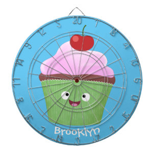 Cute happy cupcake cartoon illustration dartboard