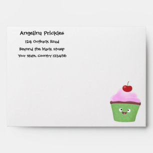Cute happy cupcake cartoon illustration envelope