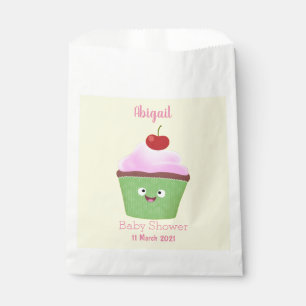 Cute happy cupcake cartoon illustration favour bag