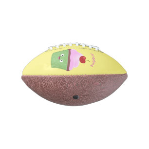 Cute happy cupcake cartoon illustration football