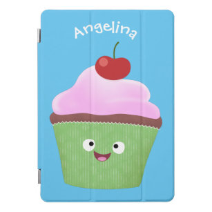 Cute happy cupcake cartoon illustration iPad pro cover