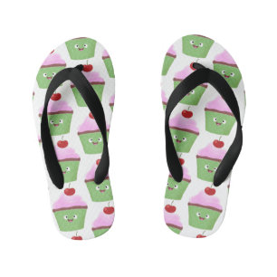 Cute happy cupcake cartoon illustration kid's thongs