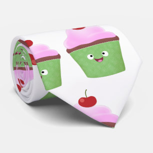Cute happy cupcake cartoon illustration tie