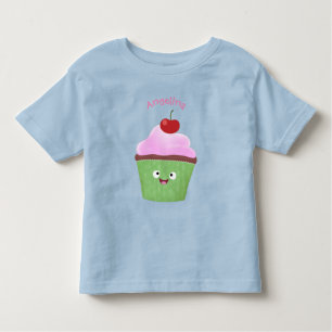 Cute happy cupcake cartoon illustration toddler T-Shirt