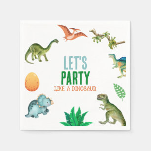 Cute Happy Dinosaur Birthday Party Paper Napkins